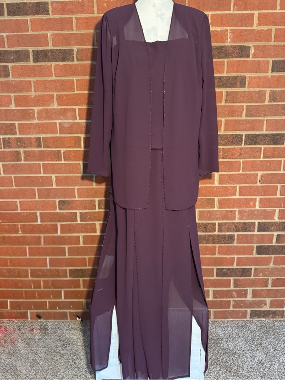Mon Cheri Plum Maxi Dress with Coordinating Jacket